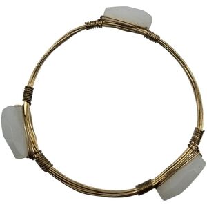 🩵 Vintage Wire-Wrapped White Stone Bracelet